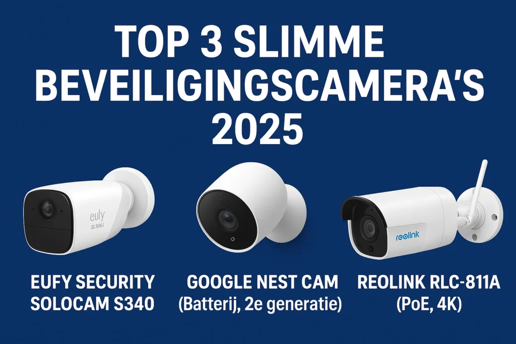 beste slimme beveiligingscamera 2025, slimme camera review, beveiligingscamera kopen, top 3 beveiligingscamera’s, slimme camera met AI, beveiligingscamera zonder abonnement, beste outdoor beveiligingscamera, beveiligingscamera met opslag, eufy beveiligingscamera review, google nest cam review, reolink beveiligingscamera review, beveiligingscamera voor home assistant, slimme camera vergelijken, beste beveiligingscamera voor thuis, beveiligingscamera met nachtzicht