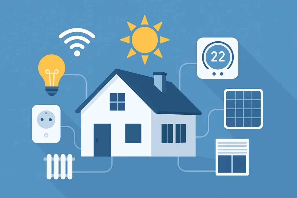 slim energie besparen, smart home energie, energiezuinig huis, slimme thermostaat, slimme stekkers, slimme rolluiken, energie besparen zonder comfortverlies, smart home automatisering, energieverbruik monitoren, zonnepanelen koppelen smart home Vragen aan ChatGPT