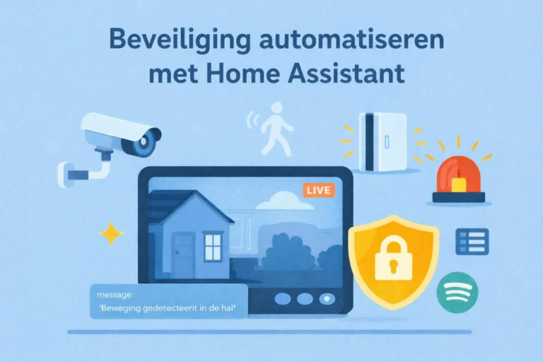 Beveiliging automatiseren met Home Assistant met camera, bewegingssensor, alarmsysteem en live camerabeelden op dashboard