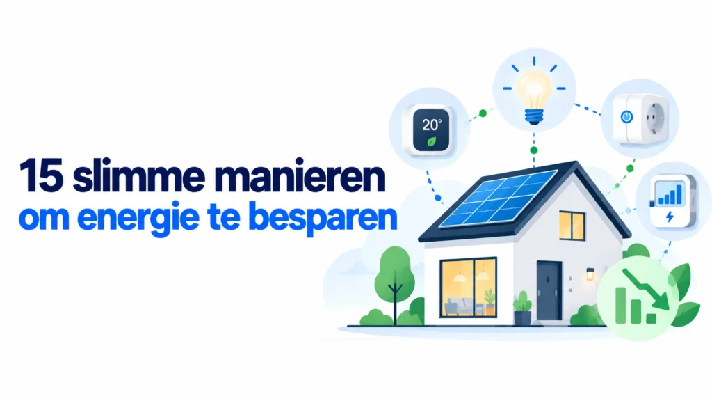 15 slimme manieren om energie te besparen in huis met verwarming, zonnepanelen, energiemeting en slimme apparaten.